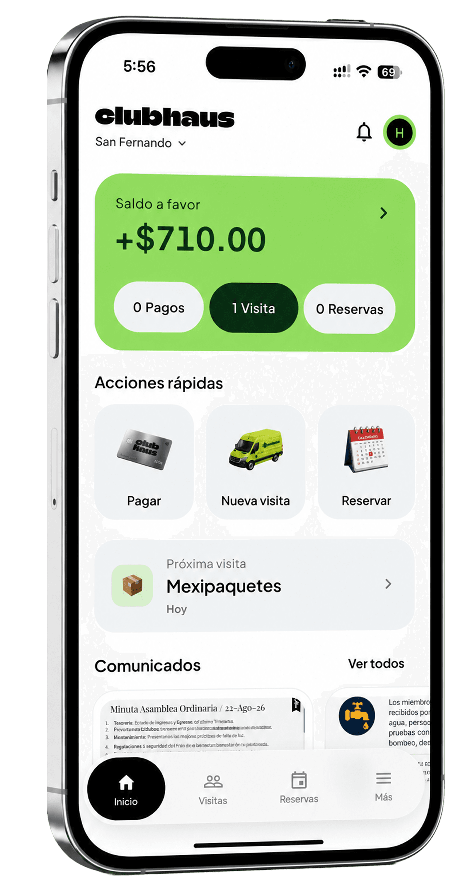 App Clubhaus para residentes: saldo, visitas y reservas