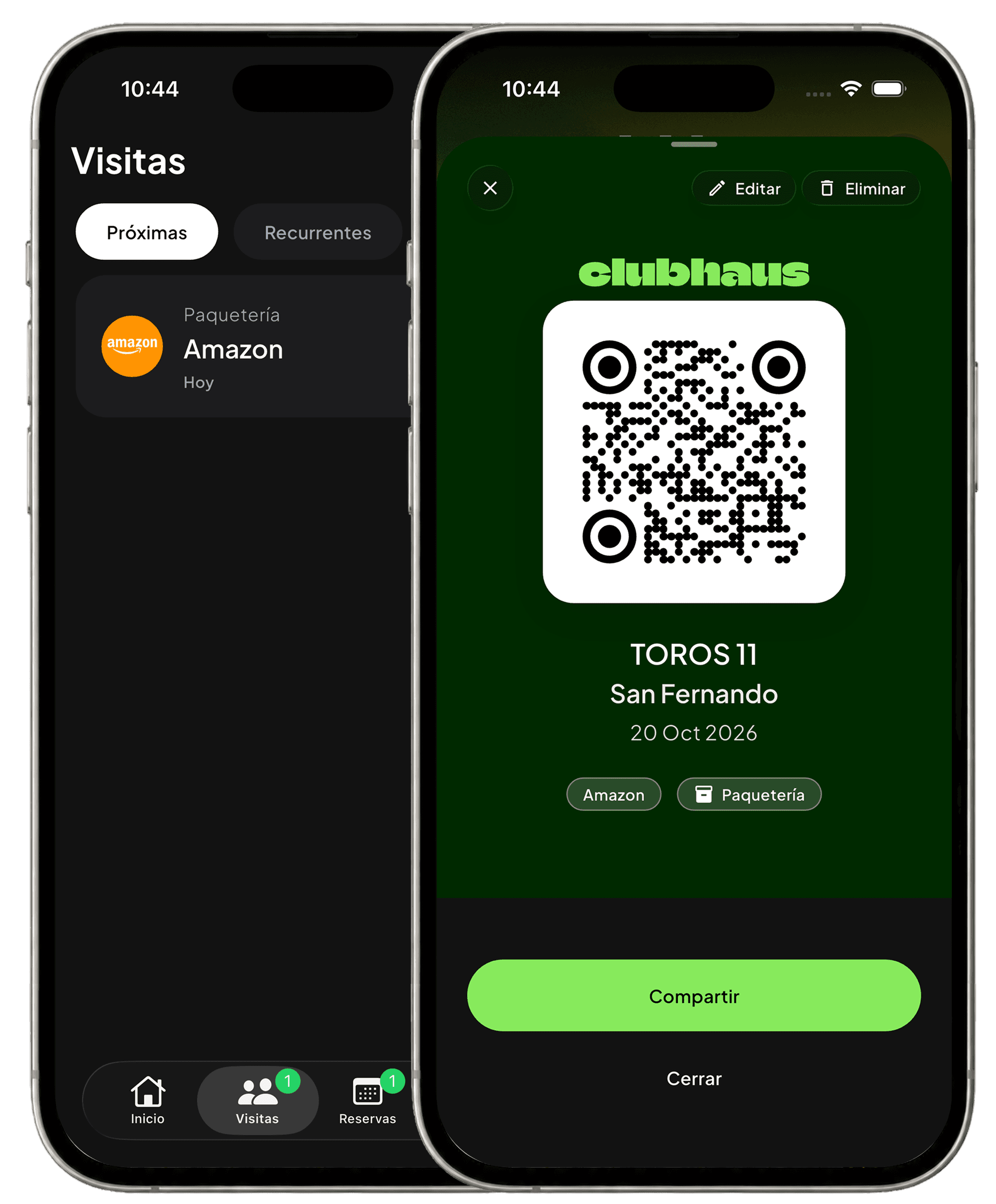 App Clubhaus: visitas y pase QR